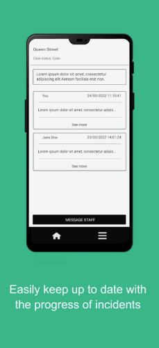 Anti-social behaviour app screenshots